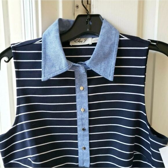 Eliza J Sleeveless Stripe Ponte Dress Size 8 NEW - Picture 3 of 6